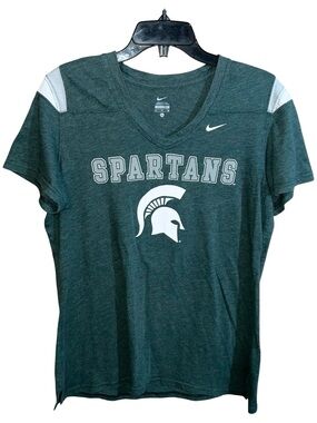 Nike Michigan State Spartans Short Sleeve Shirt Women’s XL Green White Grey